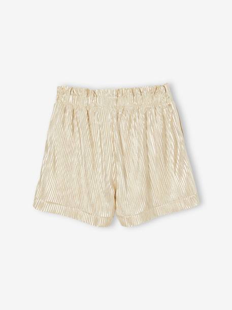 Lamé shorts with pleated effect for girls gold 