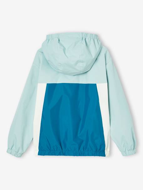 Colourblock windbreaker jacket for boys aqua green+medium blue 