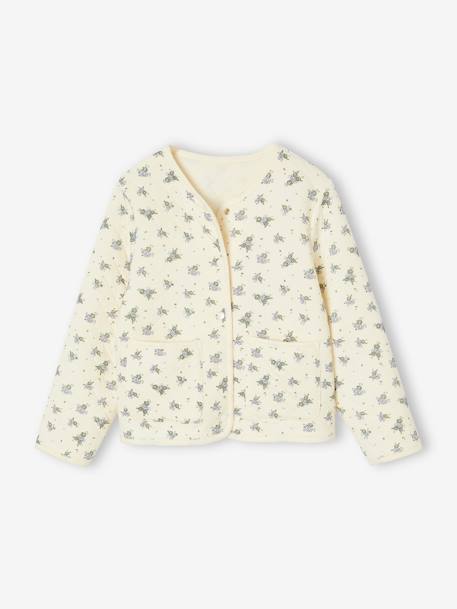 Printed Quilted Jacket & Dress Set for Girls rose+violet 