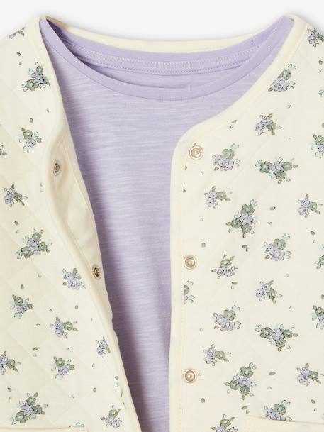 Printed Quilted Jacket & Dress Set for Girls rose+violet 