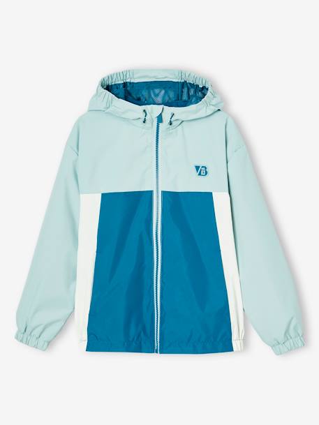 Colourblock windbreaker jacket for boys aqua green+medium blue 