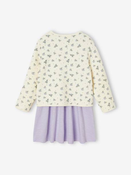 Printed Quilted Jacket & Dress Set for Girls rose+violet 