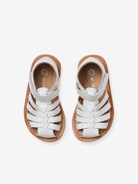 Leather Sandals with Closed Toe & Hook-&-Loop Fastening set pink+white 