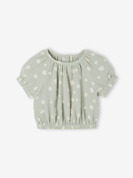 Printed baby blouse grey green+vanilla 