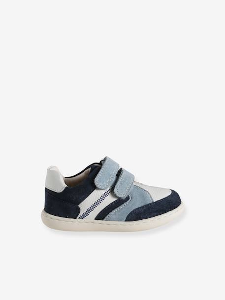 Soft Leather Hook-&-Loop Trainers for Babies, Designed for First Steps set blue 