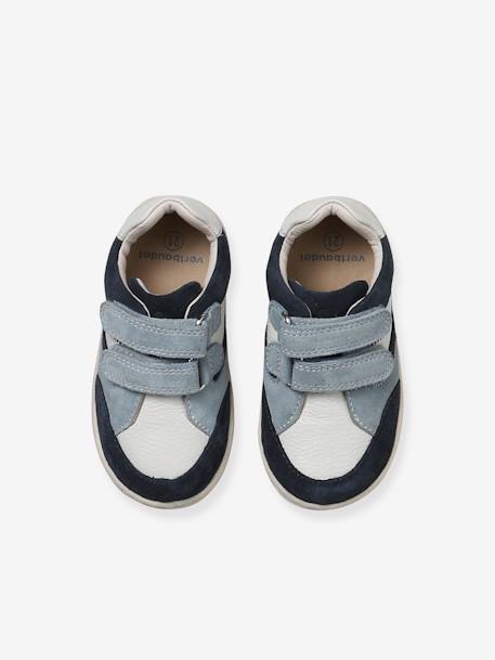 Soft Leather Hook-&-Loop Trainers for Babies, Designed for First Steps set blue 