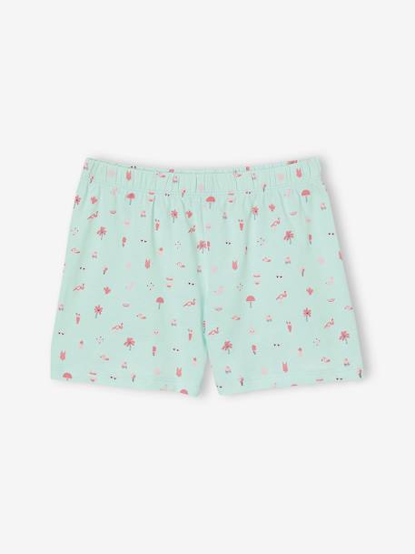 Pack of 2 Pyjamas, 1 Rainbow + 1 Pink Flamingo, for Girls turquoise 