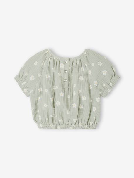 Printed baby blouse grey green+vanilla 