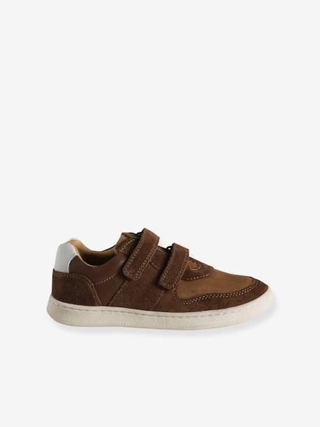 Leather Hook-&-Loop Trainers for Children, Designed for Autonomy brown 