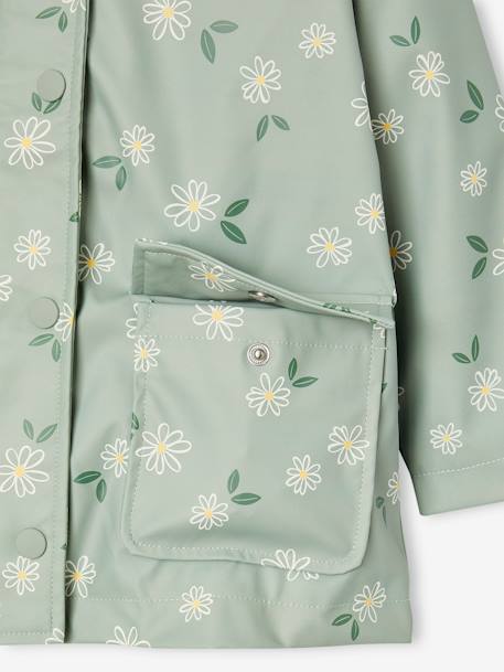 Printed hooded raincoat for girls green+grey green+multicoloured+navy blue+vanilla 