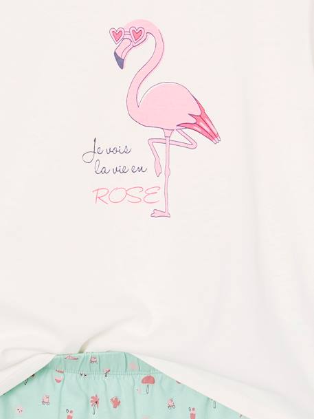 Pack of 2 Pyjamas, 1 Rainbow + 1 Pink Flamingo, for Girls turquoise 