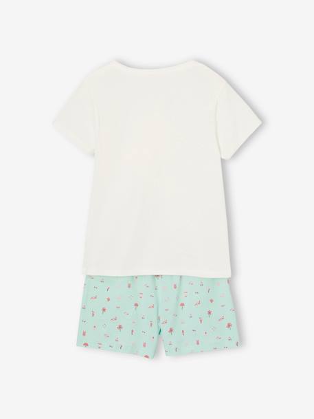 Pack of 2 Pyjamas, 1 Rainbow + 1 Pink Flamingo, for Girls turquoise 