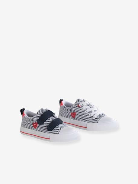 Striped Trainers with Hook-&-Loop Straps for Children, Designed for Autonomy striped blue 