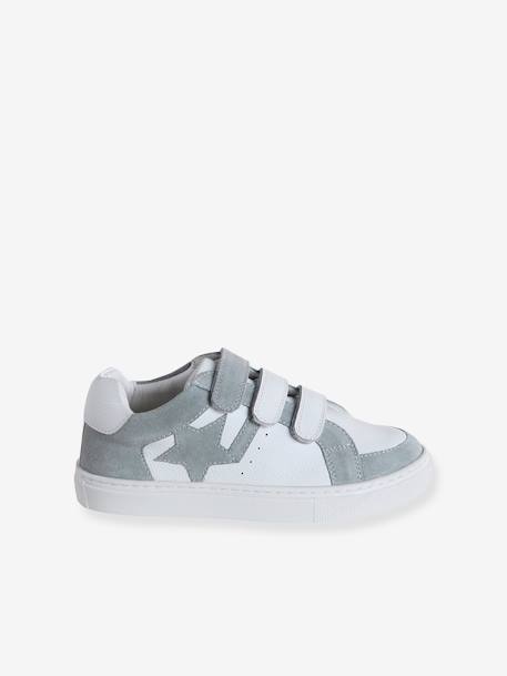 Leather Hook-&-Loop Trainers for Children raspberry pink+white 
