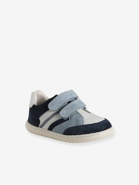 Soft Leather Hook-&-Loop Trainers for Babies, Designed for First Steps set blue 