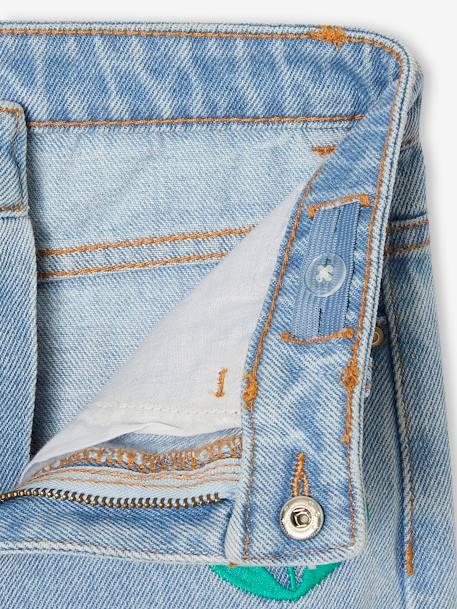 Girls' embroidered floral Mom jeans blue+light blue+medium blue 