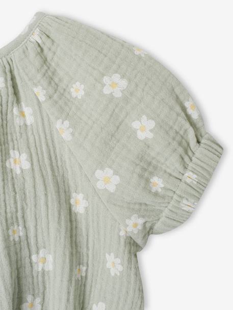 Printed baby blouse grey green+vanilla 