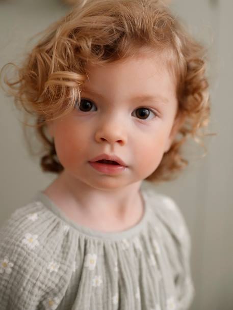 Printed baby blouse grey green+vanilla 