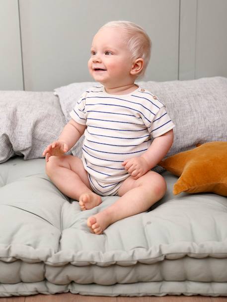Honeycomb sleepsuit set, T-shirt and shorts ecru 