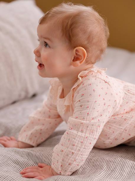 Jumpsuit for Baby, in Cotton Gauze pale pink 