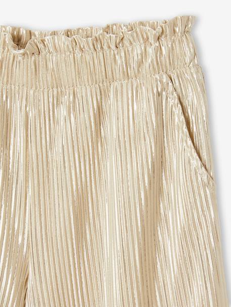 Occasion Wear Wide-Leg Lamé Trousers with Pleats for Girls gold 