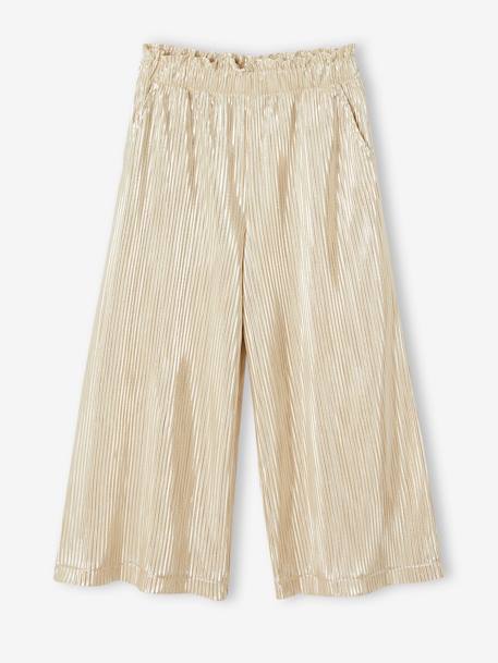 Occasion Wear Wide-Leg Lamé Trousers with Pleats for Girls gold 