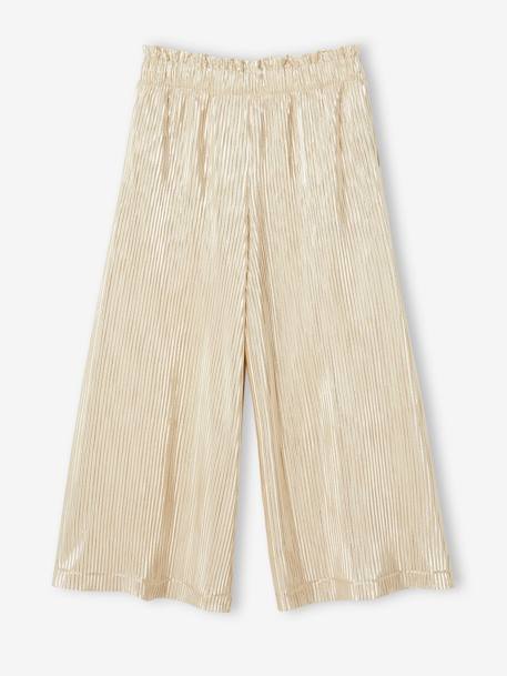 Occasion Wear Wide-Leg Lamé Trousers with Pleats for Girls gold 