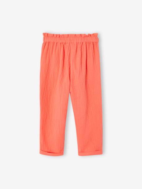 Cropped Cotton Gauze Trousers with Floral Print, for Girls anthracite+BLUE MEDIUM ALL OVER PRINTED+coral 