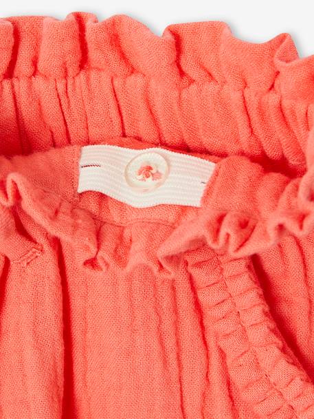 Cropped Cotton Gauze Trousers with Floral Print, for Girls anthracite+BLUE MEDIUM ALL OVER PRINTED+coral 