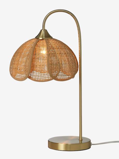 Rattan flower table lamp with brass base gold 