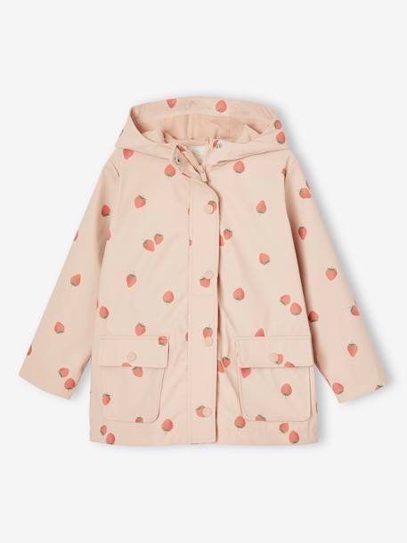 Printed hooded raincoat for girls green+grey green+multicoloured+navy blue+pale pink+vanilla 