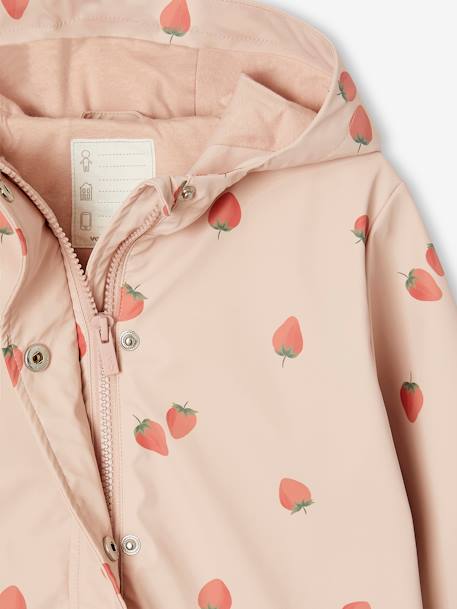 Printed hooded raincoat for girls green+grey green+multicoloured+navy blue+pale pink+vanilla 