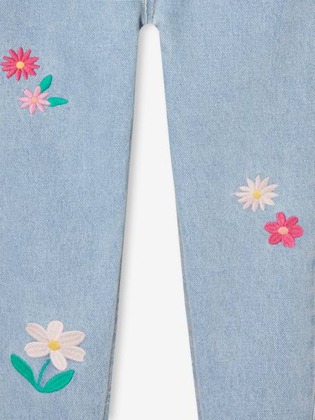 Girls' embroidered floral Mom jeans blue+light blue+medium blue 