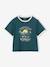 Girls' cropped college-style T-shirt ink blue 