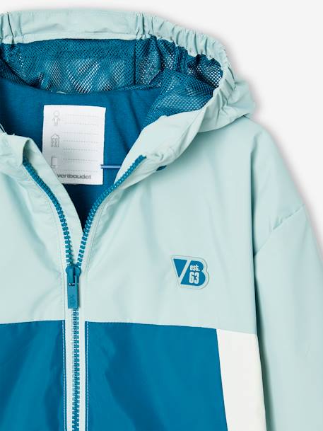 Colourblock windbreaker jacket for boys aqua green+medium blue 