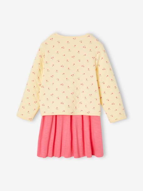 Printed Quilted Jacket & Dress Set for Girls rose 