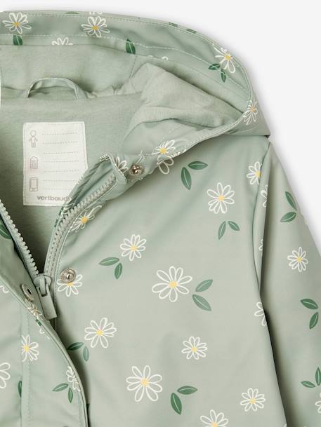 Printed hooded raincoat for girls green+grey green+multicoloured+navy blue+vanilla 