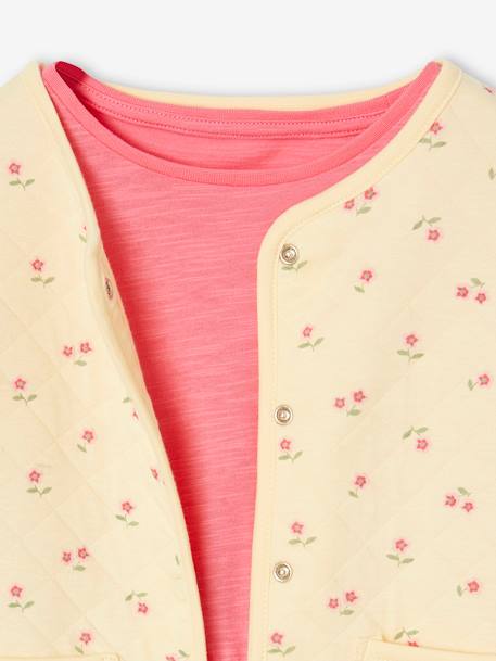 Printed Quilted Jacket & Dress Set for Girls rose 