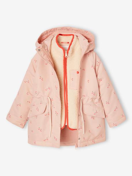 3-in-1 girls' parka pale pink 