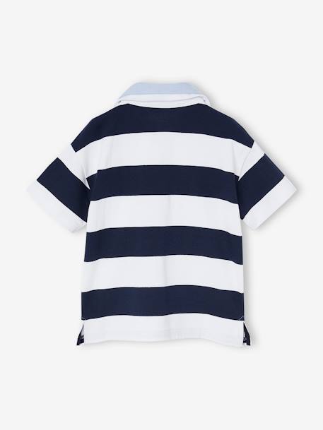 Double-collar striped polo shirt striped blue 