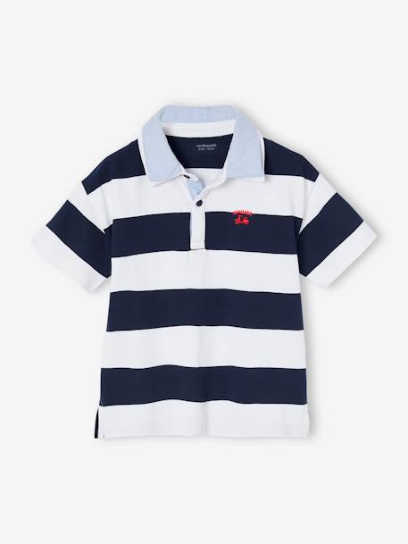 Double-collar striped polo shirt striped blue 