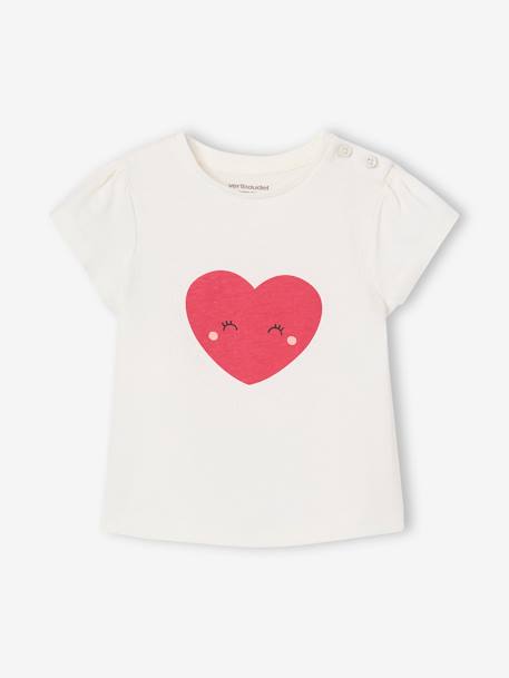 Pack of 3 long-sleeved t-shirts for girls - BASICS ecru+striped red 