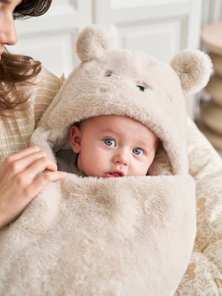 Transformable Baby Nest in Plush Fabric, Bear Beige+ecru+khaki+mouse grey+printed beige+printed pink 