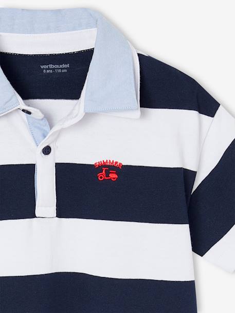 Double-collar striped polo shirt striped blue 