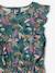 Printed frilled-sleeve dress for girls emerald green+pale pink+printed white 