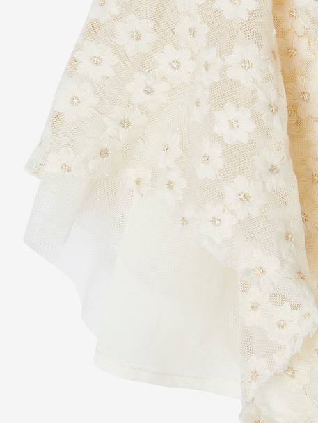 Occasion Wear Skirt with Embroidered Iridescent Flowers vanilla 