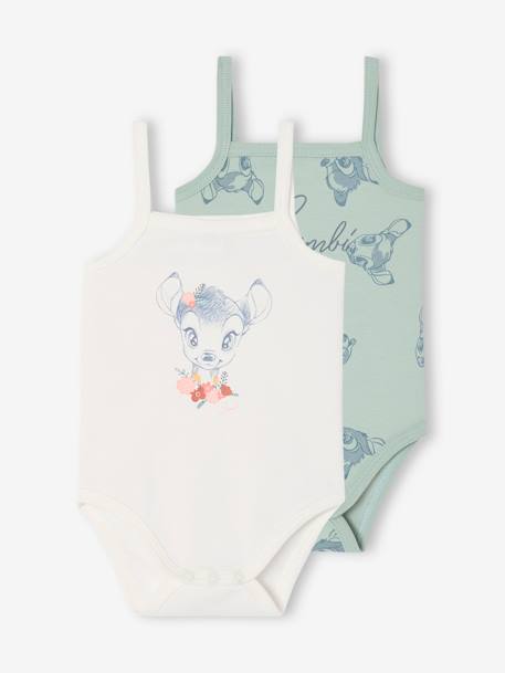 Pack of 2 Bodysuits with Thin Straps, DISNEY® Bambi, for Babies mint green 
