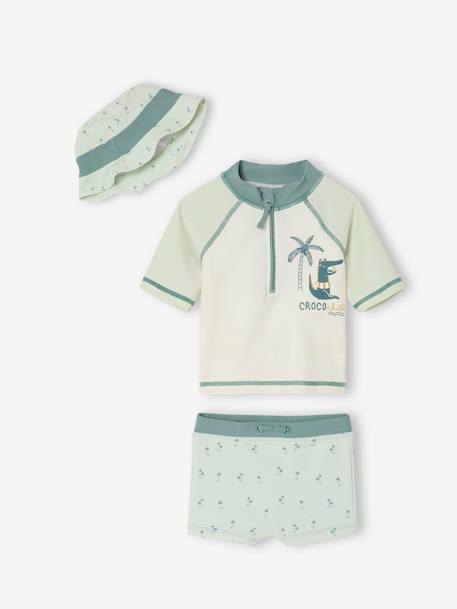 Swim Set: UV-Protection T-Shirt, Shorts & Bucket Hat for Babies mint green 