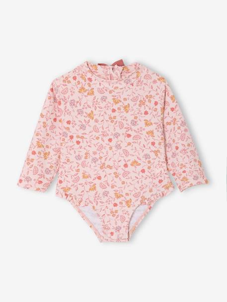 Long-Sleeved UV-Protection Swimsuit for Baby Girls pale pink 