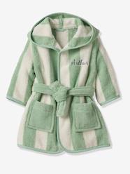 Baby-Striped Baby Dressing Gown with Recycled Cotton, TRANSAT Family Capsule Collection 